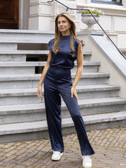 Combinaison femme CATHARINA – effet satin, dos nu & jambes larges
