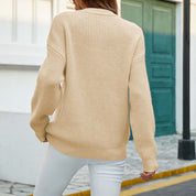 Pull femme basique manches longues col rond & boutons subtils – Maille confortable