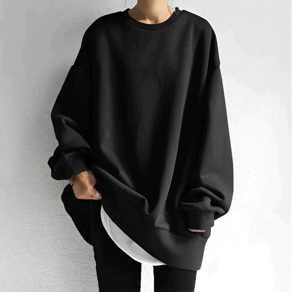 Pull oversize femme — maille décontractée à col rond & coupe ample