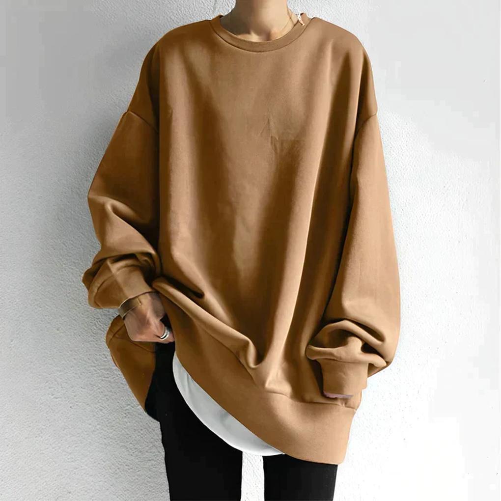 Pull oversize femme — maille décontractée à col rond & coupe ample