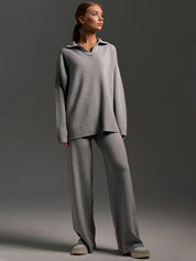 Ensemble loungewear femme – Set en maille avec pull oversize & pantalon large | Jules Jij