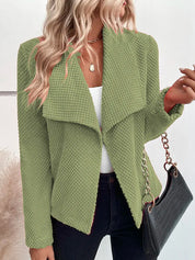 Veste femme coupe décontractée – Texture gaufrée avec col cascade et devant ouvert