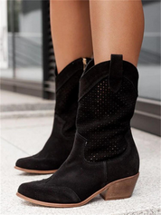 Bottes cowboy Josiane femme – Boots western blanches tendance avec talon bloc