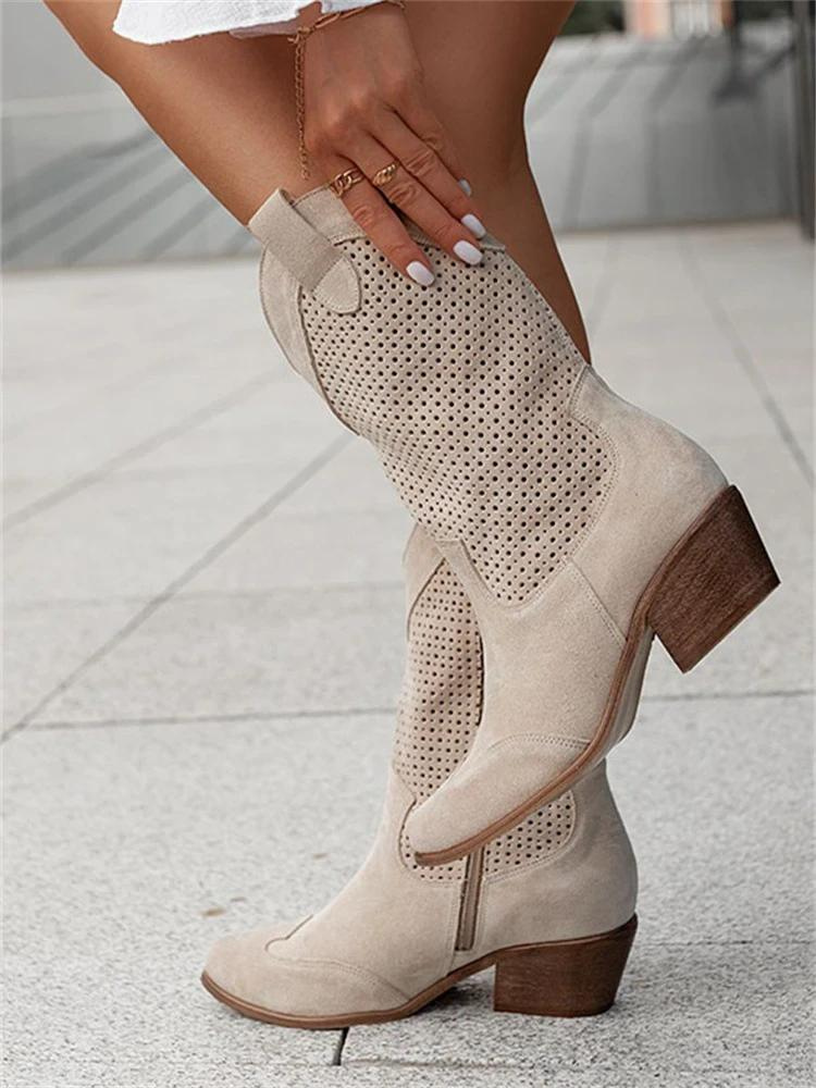 Bottes cowboy Josiane femme – Boots western blanches tendance avec talon bloc