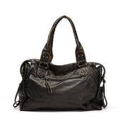Grand sac à main vintage noir femme – simili cuir spacieux avec bandoulière