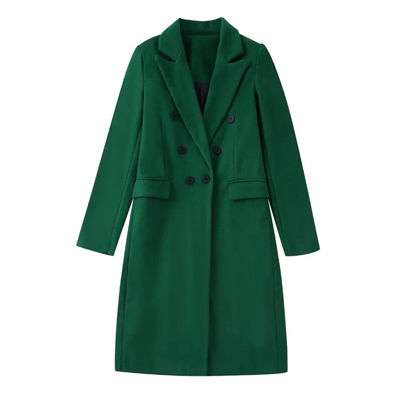 Manteau long femme laine – manteau élégant double boutonnage automne & hiver