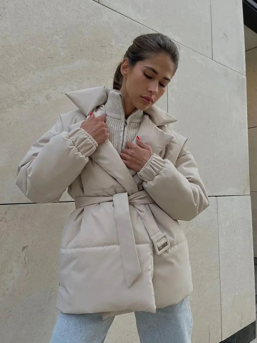 Veste puffer Senna ceinturée – manteau chaud femme élégance hiver