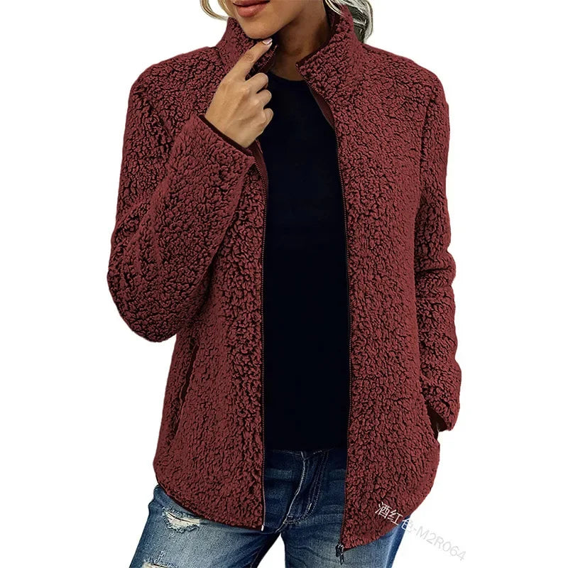 Olives | Veste femme en polaire luxe – Chaude & élégante pour l’automne et l’hiver