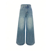 Jean wide leg femme taille haute – denim rigide noir & bleu tendance