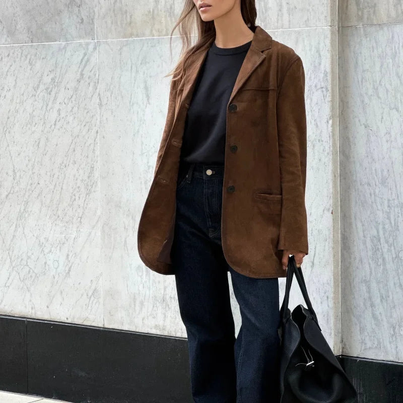 Veste Elodie femme en suédine – mi-saison légère & look raffiné