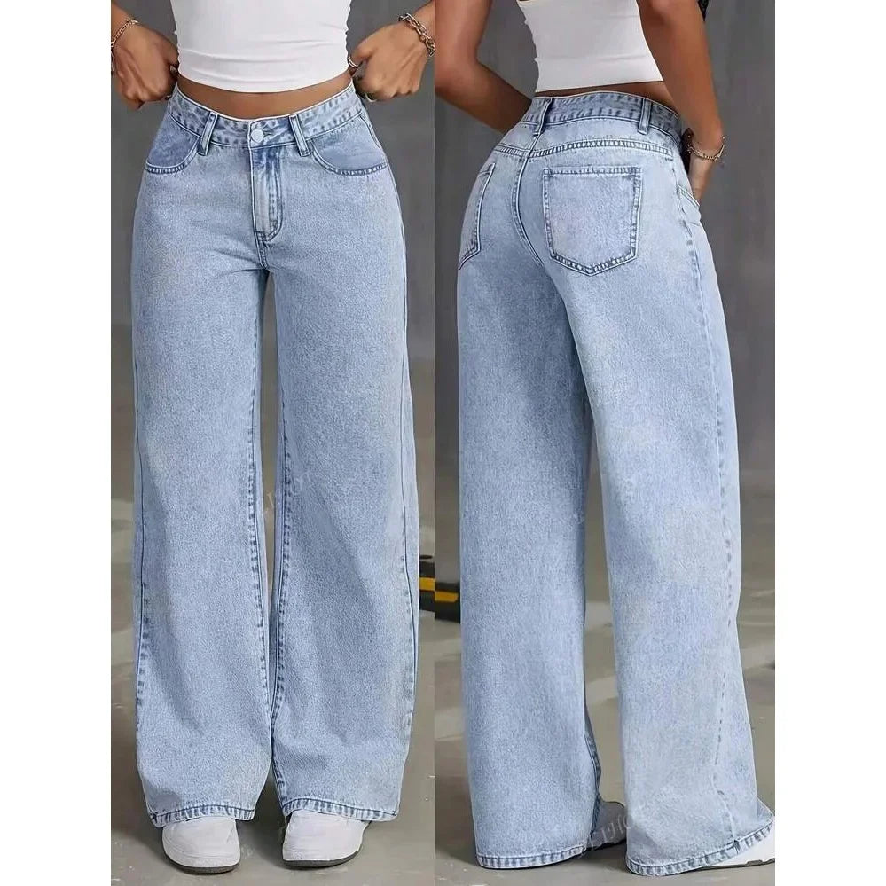 Jean wide leg femme taille haute – denim délavé statement & coupe ample