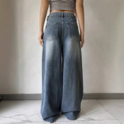 Jean wide leg femme taille haute – denim rigide noir & bleu tendance