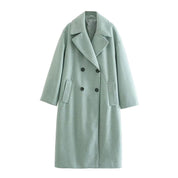 Manteau long femme laine – manteau élégant double boutonnage automne & hiver