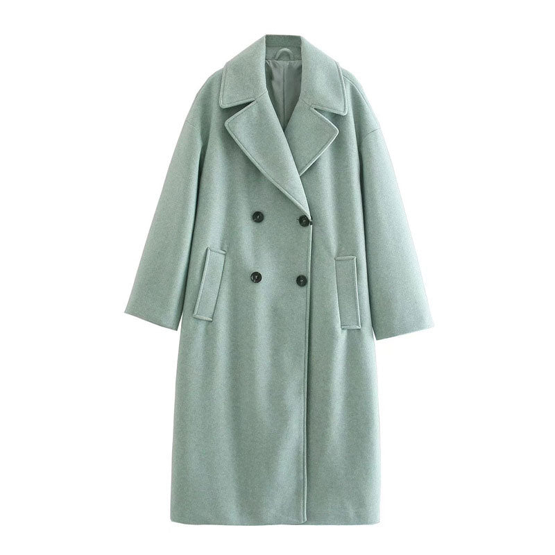 Manteau long femme laine – manteau élégant double boutonnage automne & hiver