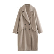 Manteau long femme laine – manteau élégant double boutonnage automne & hiver
