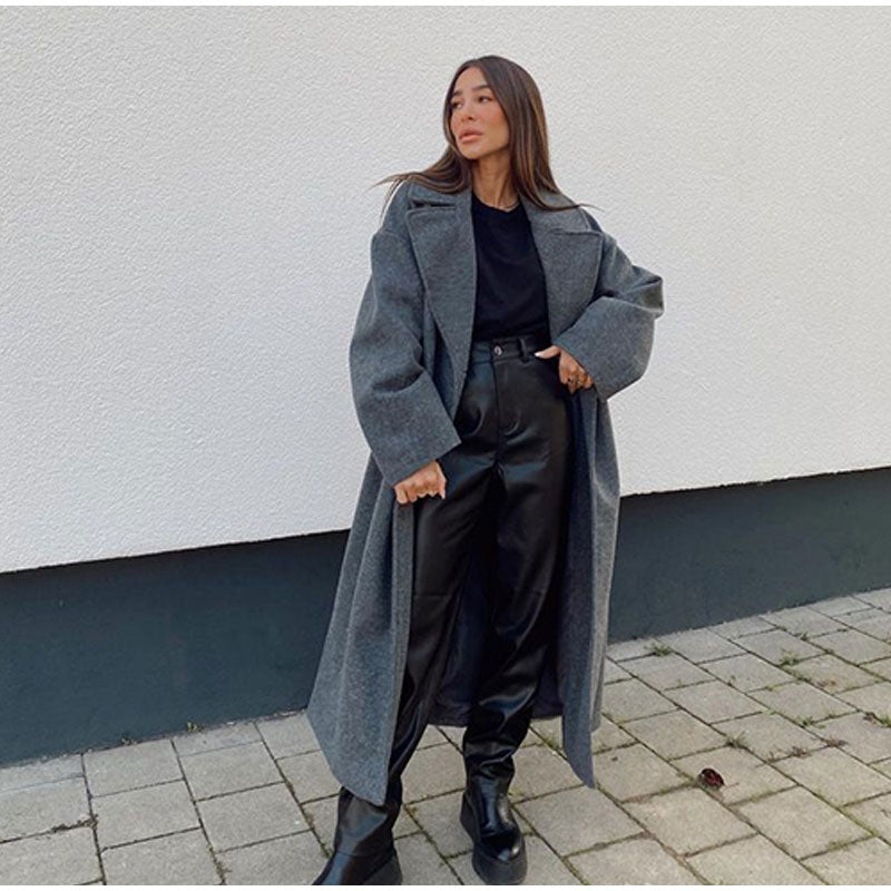 Manteau long femme laine – manteau élégant double boutonnage automne & hiver