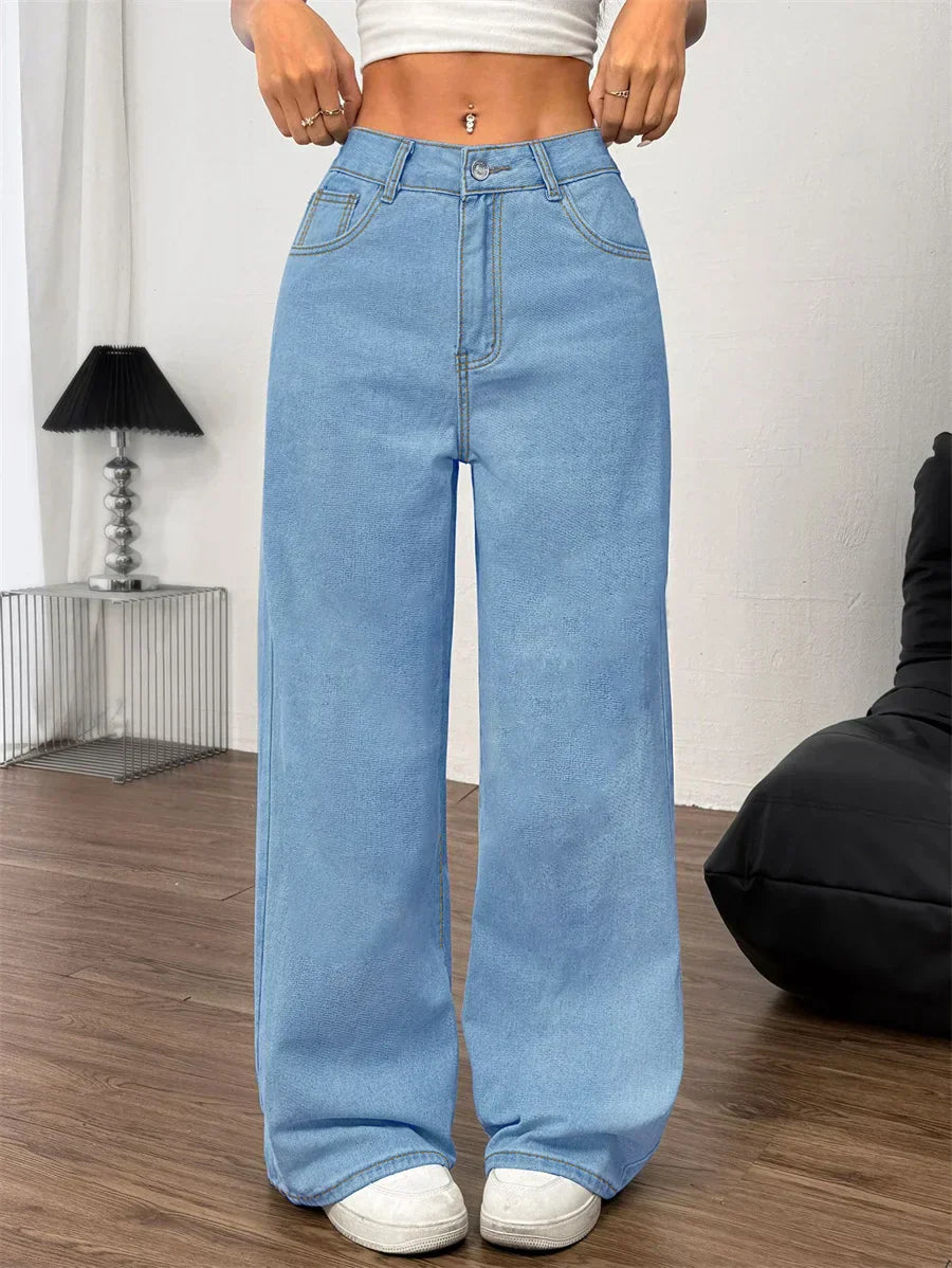 Jean femme taille haute – coupe large relaxed fit & jambe longue