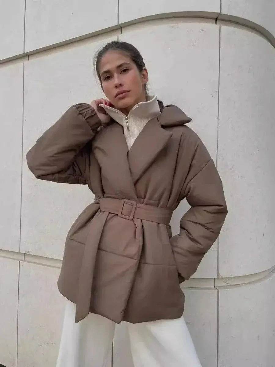 Veste puffer Senna ceinturée – manteau chaud femme élégance hiver