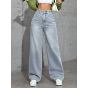 Jean wide leg femme taille haute – denim délavé statement & coupe ample
