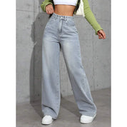 Jean wide leg femme taille haute – denim délavé statement & coupe ample