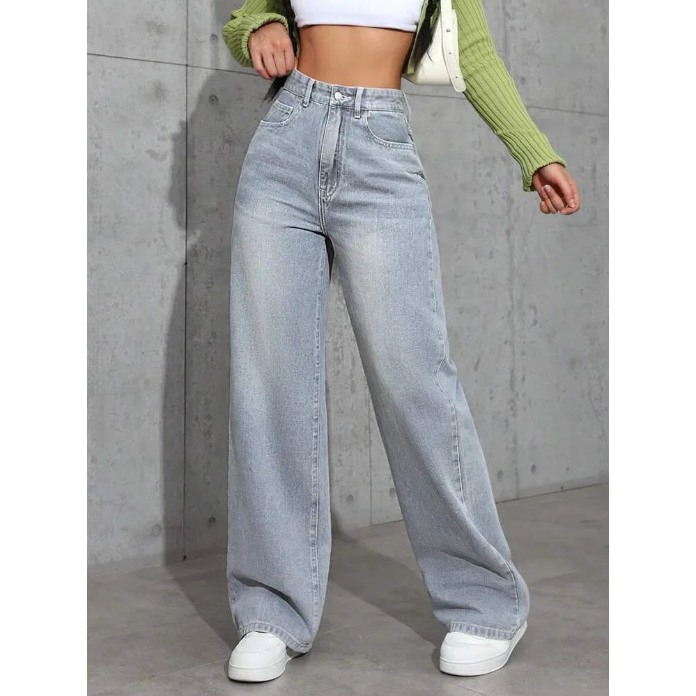 Jean wide leg femme taille haute – denim délavé statement & coupe ample
