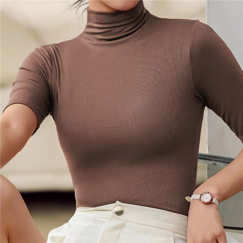 col roulé Orseline femme — top sans coutures ultra fin & élégant