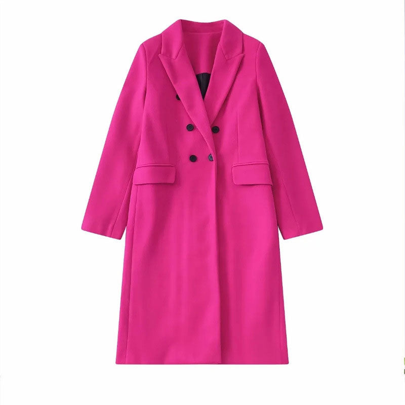 Manteau long femme laine – manteau élégant double boutonnage automne & hiver