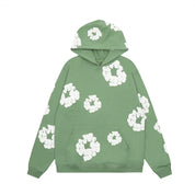 Sweat à capuche noir à imprimé fleuri – Unisexe, confortable et tendance