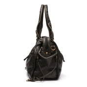 Grand sac à main vintage noir femme – simili cuir spacieux avec bandoulière
