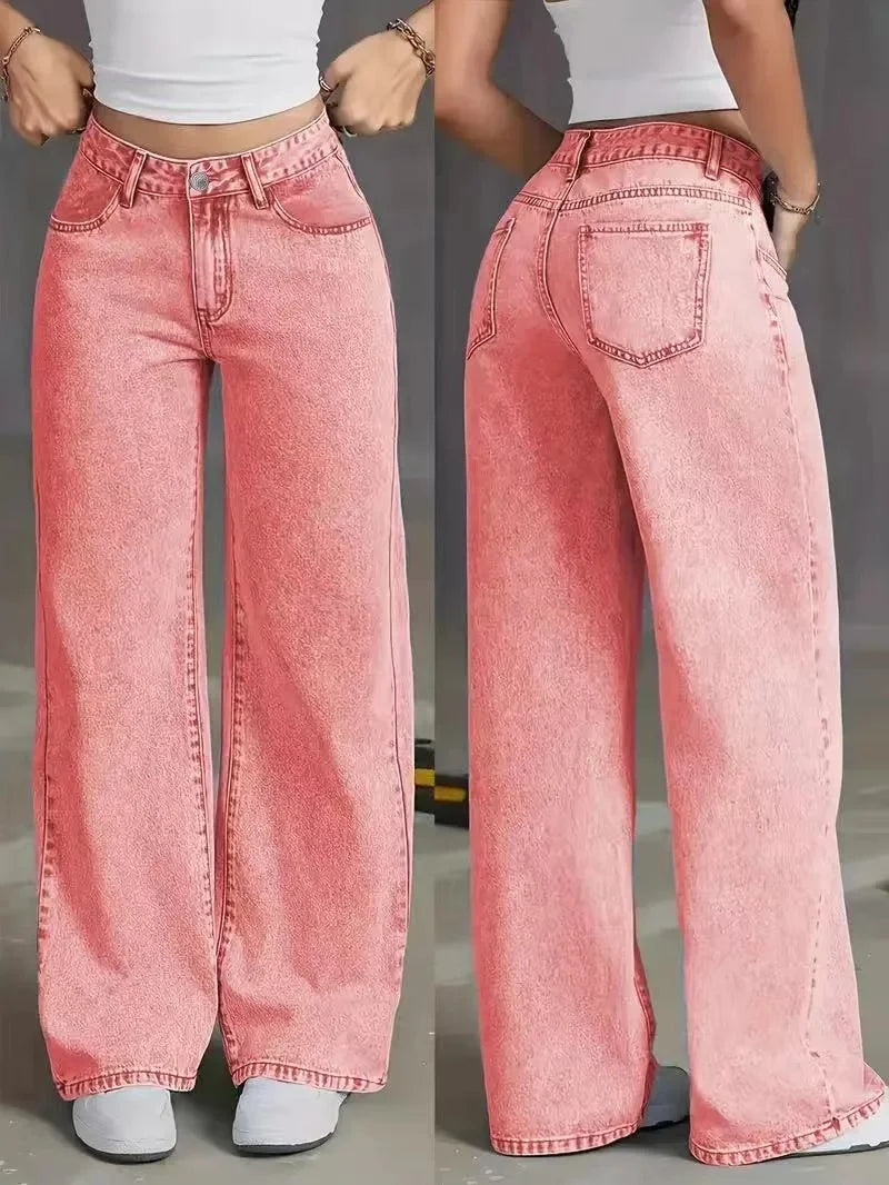 Jean wide leg femme taille haute – denim délavé statement & coupe ample