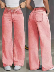 Jean wide leg femme taille haute – denim délavé statement & coupe ample
