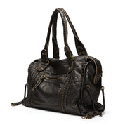 Grand sac à main vintage noir femme – simili cuir spacieux avec bandoulière
