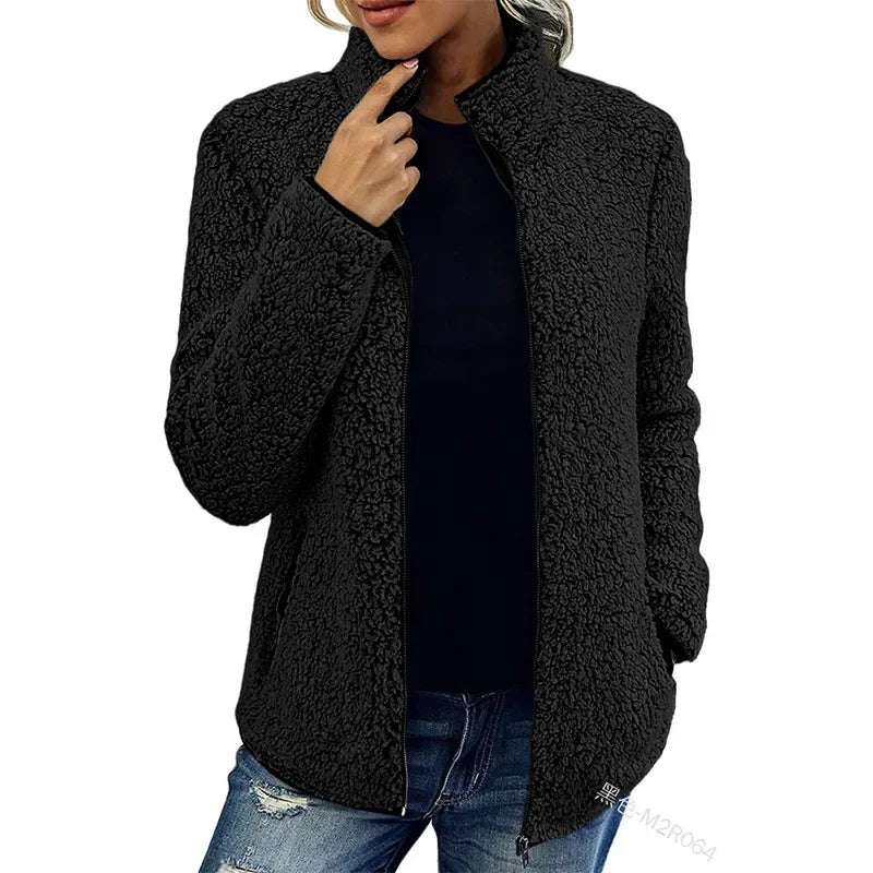 Olives | Veste femme en polaire luxe – Chaude & élégante pour l’automne et l’hiver