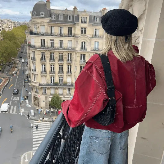 Veste cuir oversize noire femme – Biker chic & coupe ample tendance hiver