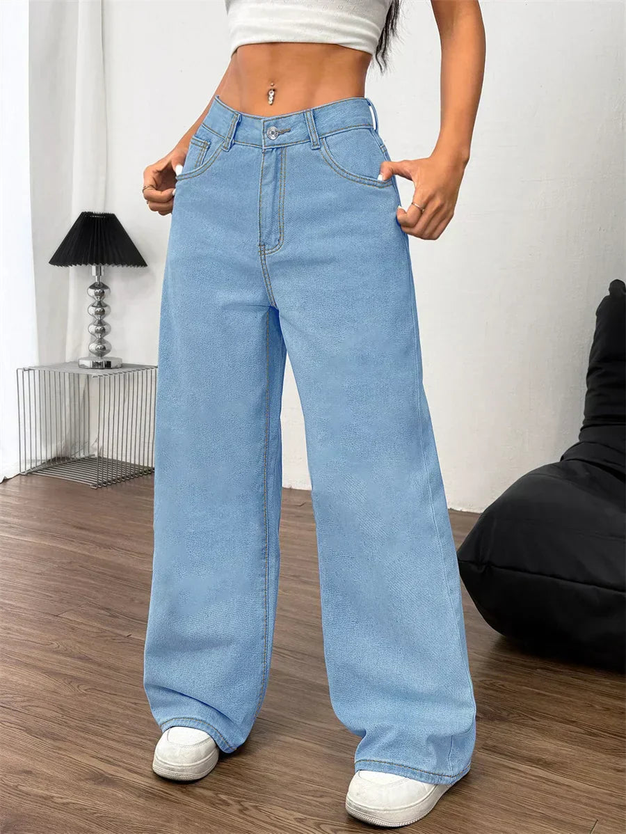 Jean femme taille haute – coupe large relaxed fit & jambe longue