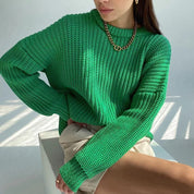 Pull tricot Élodie femme – style cosy à coupe droite & col rond