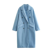 Manteau long femme laine – manteau élégant double boutonnage automne & hiver