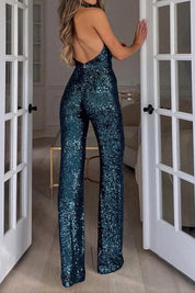 Clarissant | Combinaison pailletée femme – Col halter & coupe flatteuse