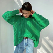 Pull tricot Élodie femme – style cosy à coupe droite & col rond