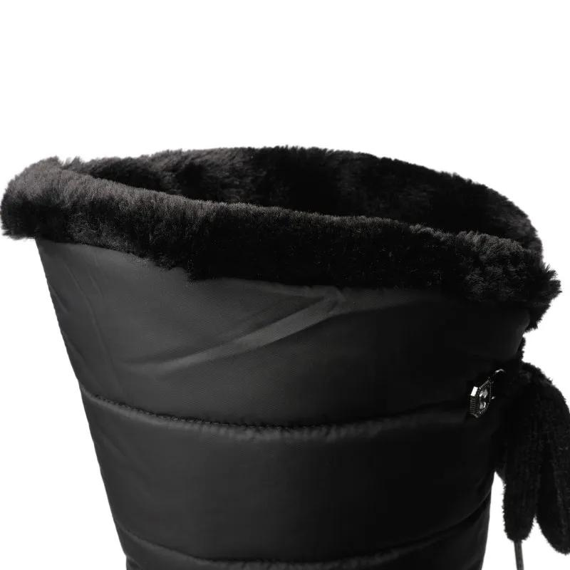 Bottes d’hiver femme hauteur genou avec fourrure – chaleur & style neige