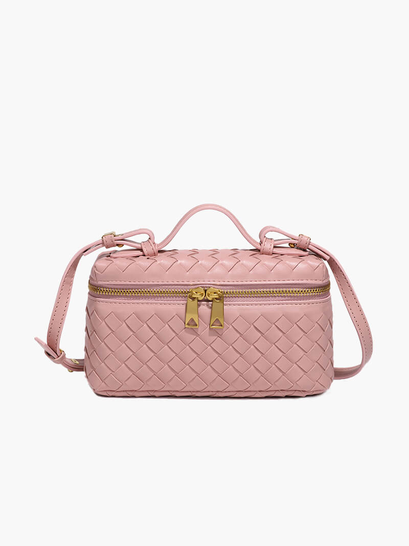 Sac bandoulière tressé luxe – Crossbody compact chic & détails dorés