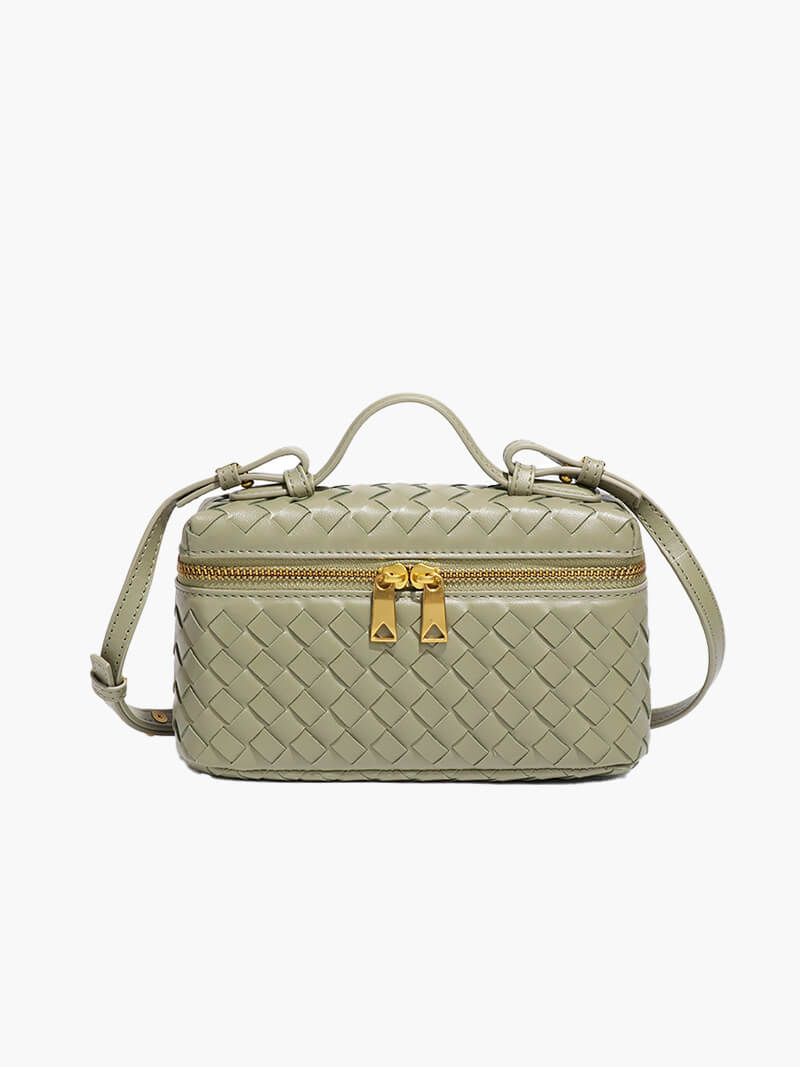 Sac bandoulière tressé luxe – Crossbody compact chic & détails dorés