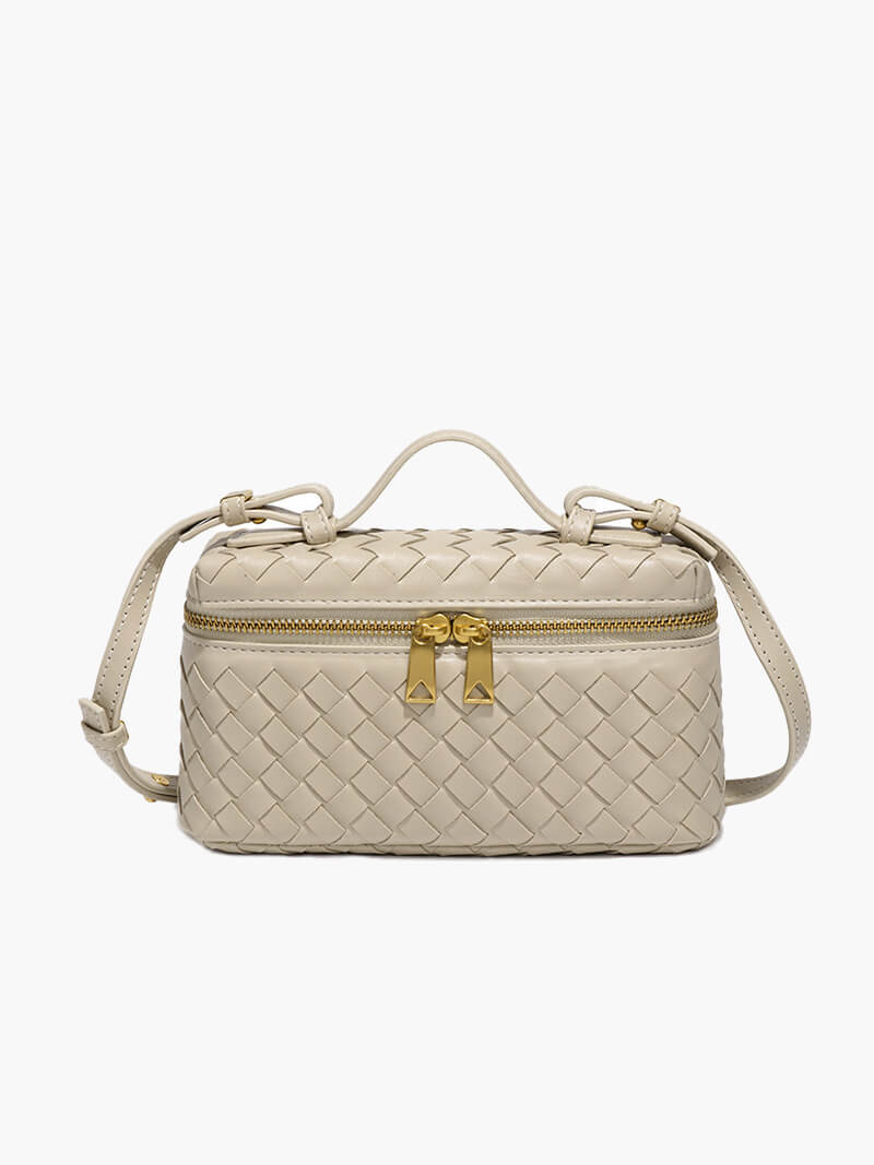 Sac bandoulière tressé luxe – Crossbody compact chic & détails dorés