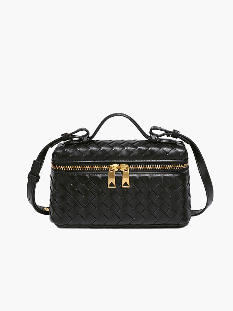 Sac bandoulière tressé luxe – Crossbody compact chic & détails dorés
