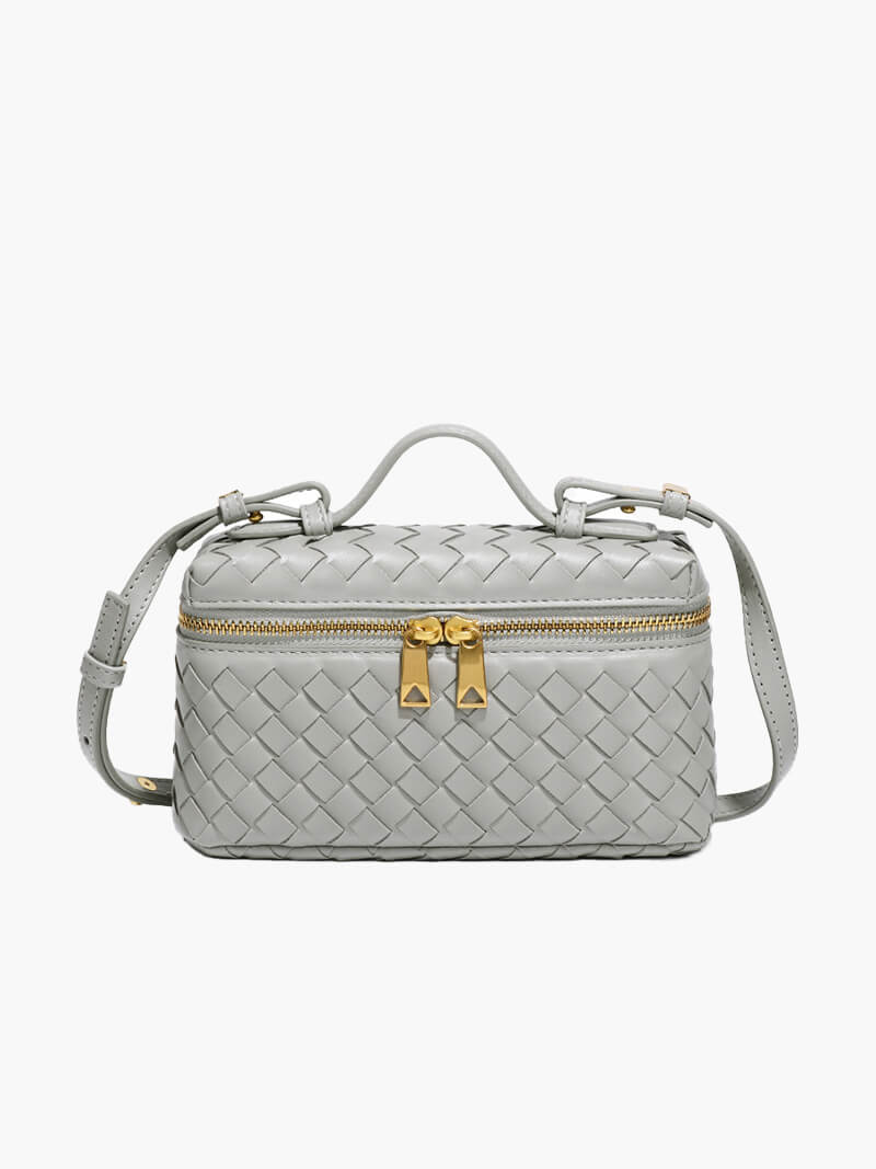 Sac bandoulière tressé luxe – Crossbody compact chic & détails dorés