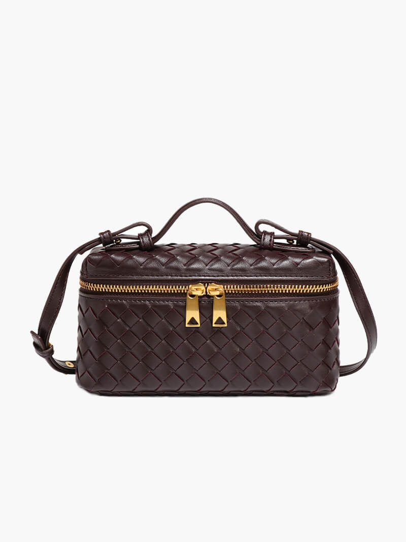 Sac bandoulière tressé luxe – Crossbody compact chic & détails dorés