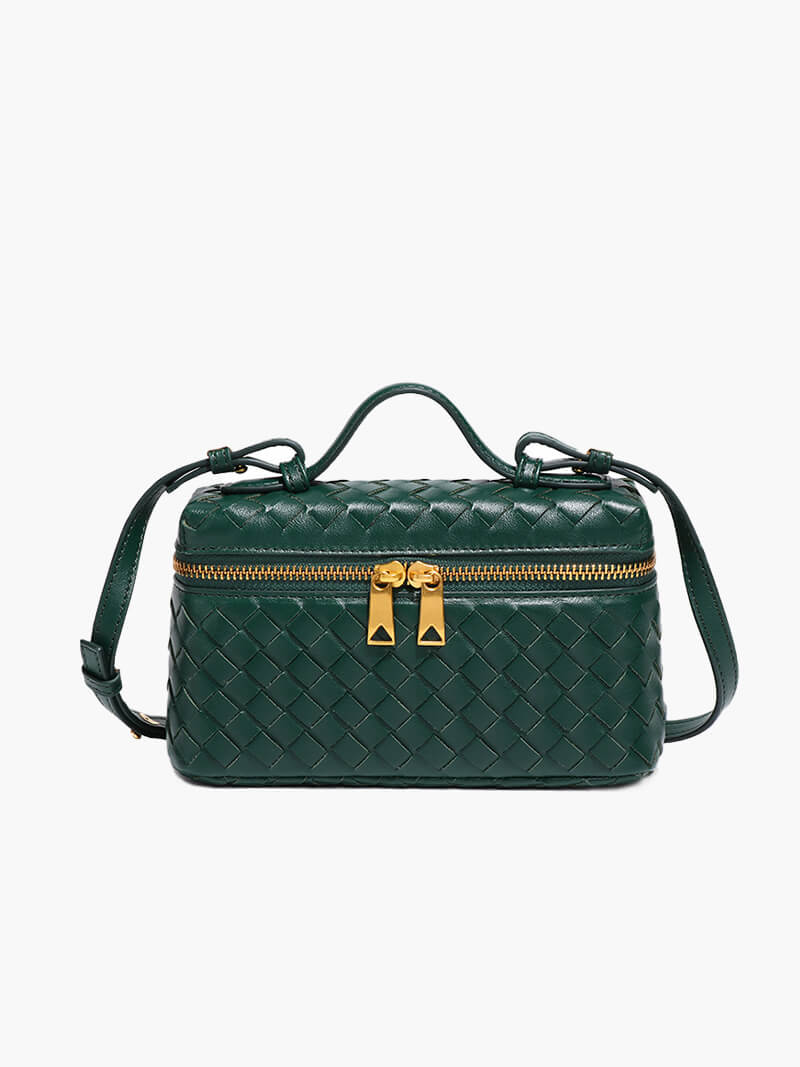 Sac bandoulière tressé luxe – Crossbody compact chic & détails dorés