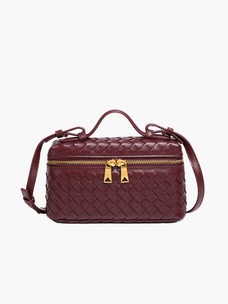 Sac bandoulière tressé luxe – Crossbody compact chic & détails dorés