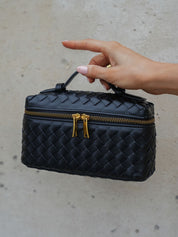 Sac bandoulière tressé luxe – Crossbody compact chic & détails dorés