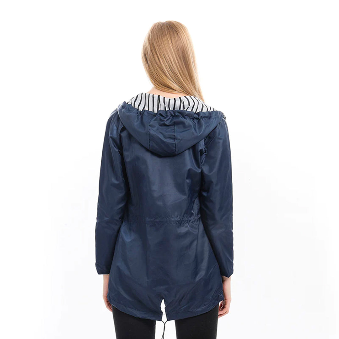 Manteau de pluie long femme – parka imperméable avec capuche élégante